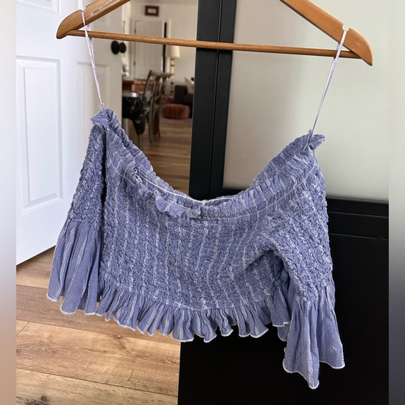 Free People | Blue striped crop top (XS) - Picture 3 of 5